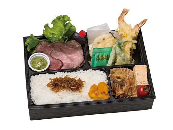 厳選牛ステーキ(山葵添え)の天ぷら御膳