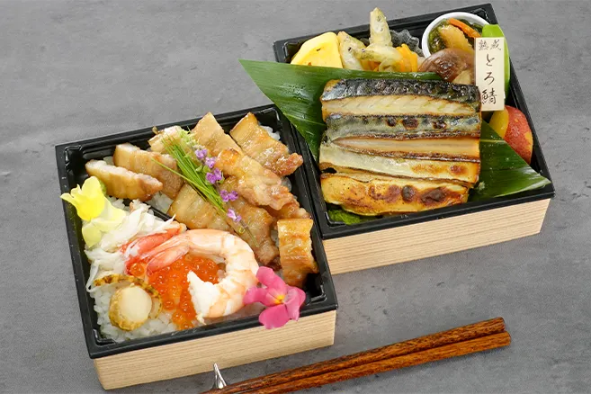 熟成 とろ鯖のみりん麹漬け、蟹いくら海鮮めしの二段重