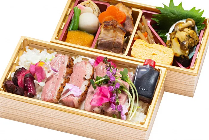 合鴨のロゼロースト、二段重の場合
